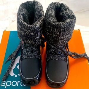 Sporto Knit Me Waterproof Cuffed Boot Black